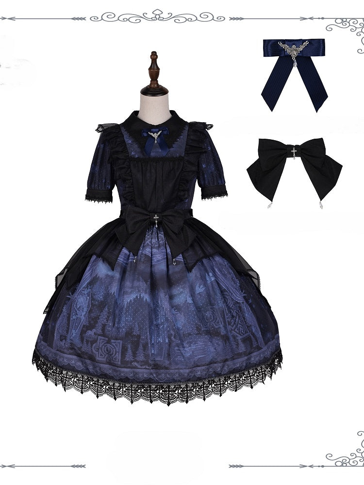 Midnight Rose Cemetery Dress with Overlay - iris de nuit