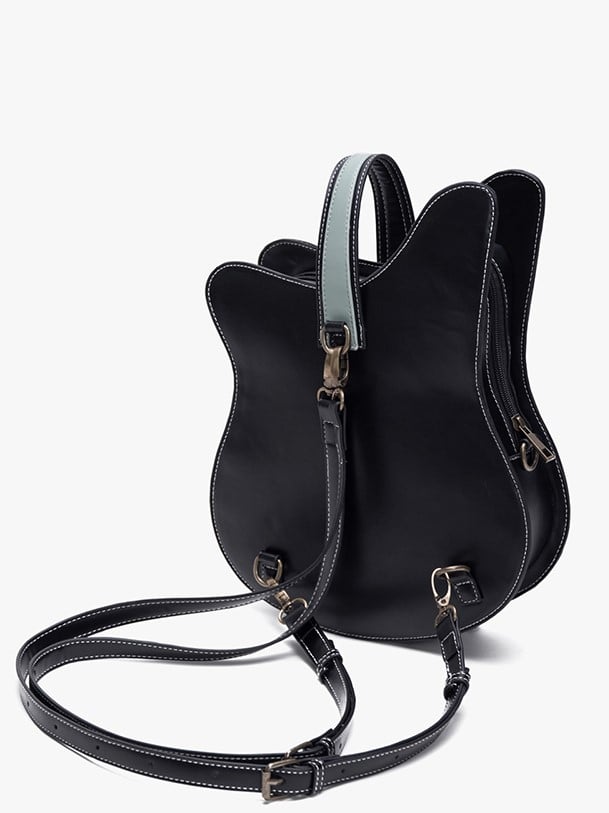 With Guitar-Shaped Chain Tote Bag 2-Way Red Feather Metal Vintage Accents