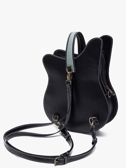 With Guitar-Shaped Chain Tote Bag 2-Way Red Feather Metal Vintage Accents