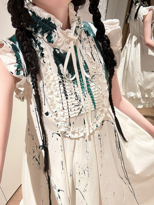 Guro Lolita Dress with Green Blood Splatter - Blossom Herald