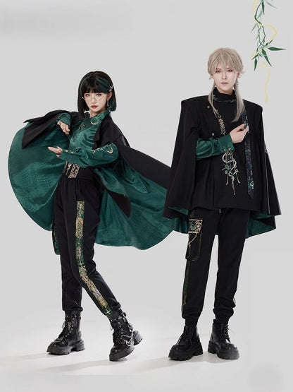 Style Embroidery Cheongsam Black Pants Cargo