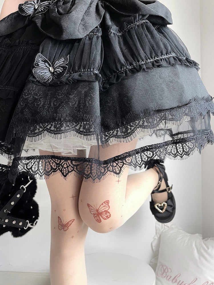 アプリコットバタフライタトゥープリントロリータタイツ