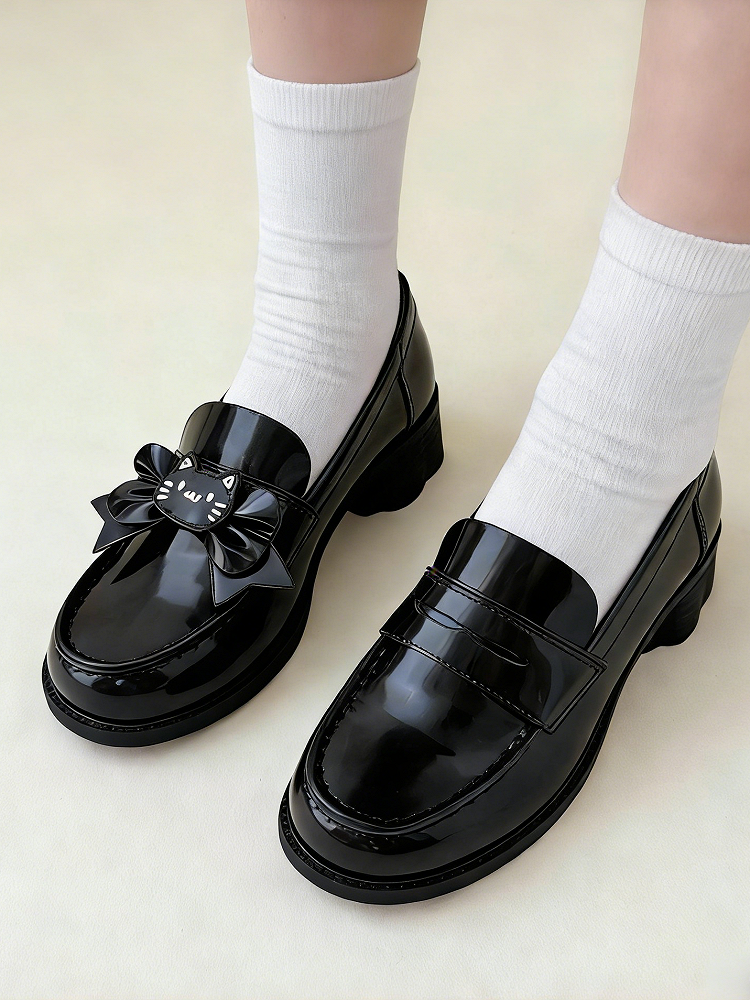 Shoes Height Black with Preppy Style Heel 5cm