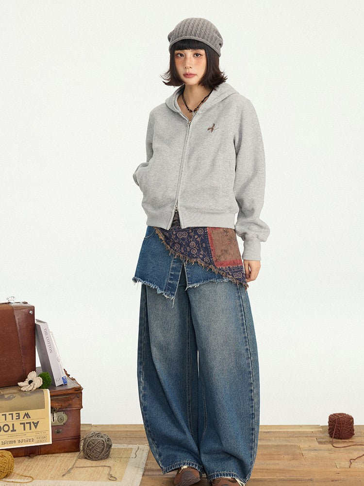 Hoodie Options Placket Zipper Gray Double-Pull 3