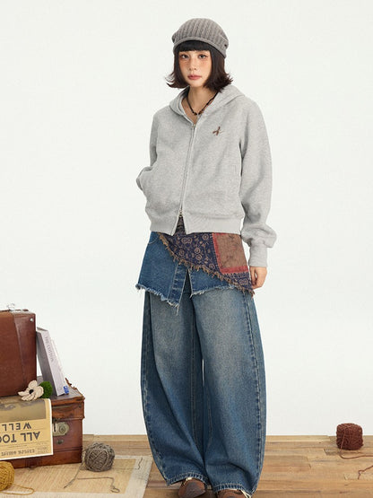 Hoodie Options Placket Zipper Gray Double-Pull 3