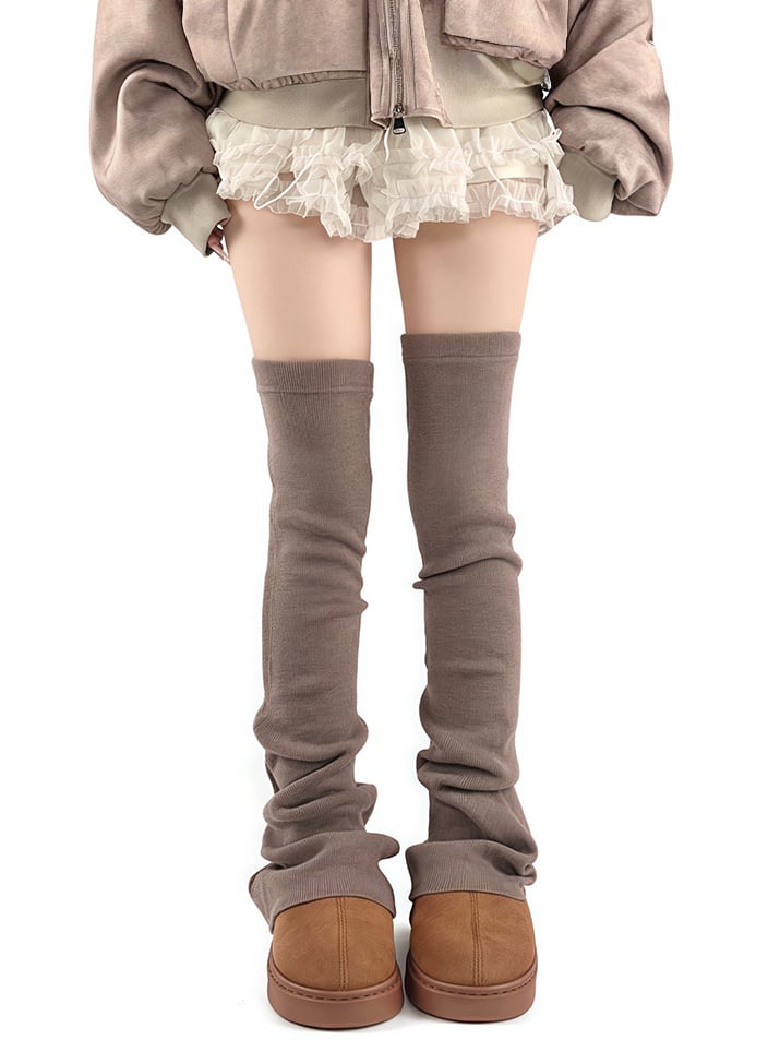 5 Warm Colors Slimming Knee Over Leg Knitted Flared Warmers