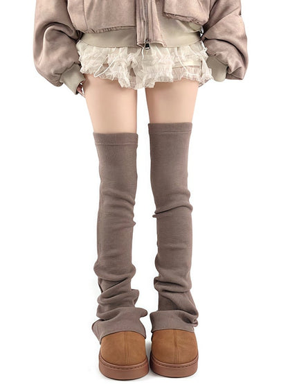 5 Warm Colors Slimming Knee Over Leg Knitted Flared Warmers