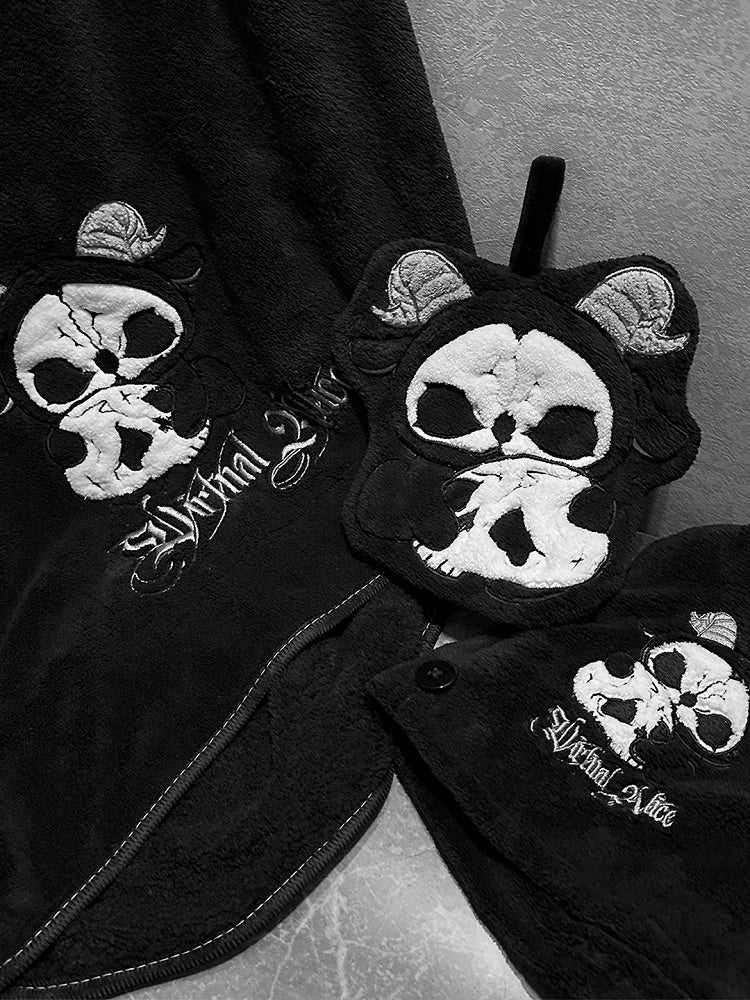 Hair Drying Gothic Wrap Bath Hand White Black Grim and Towel Reaper
