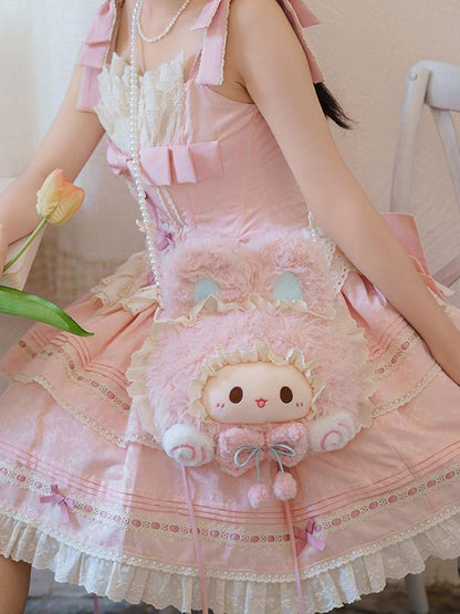 Bead Kawaii Strap Chain Pink Shoulder Bag Plush + Crossbody/Shoulder Bunny