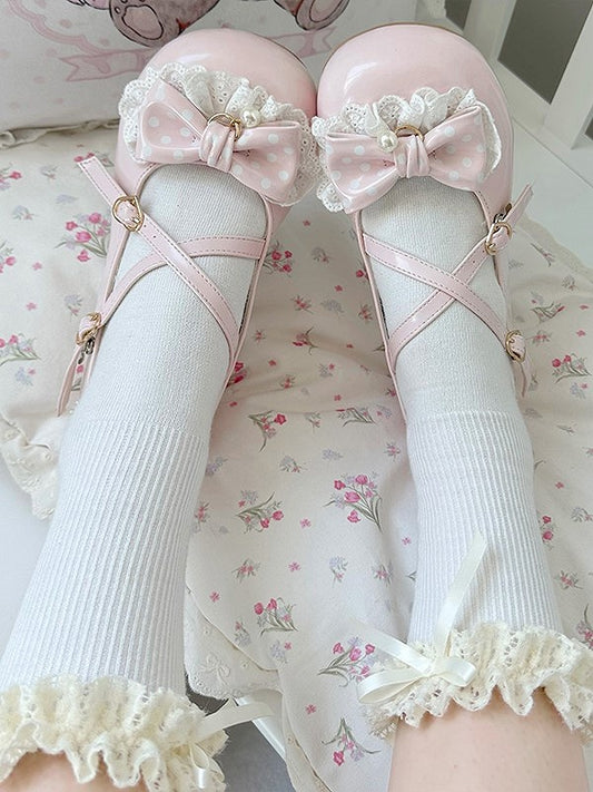 Lolita Round Pink Toe with Heel Shoes Heart 2.5cm Sweet Light Fastener