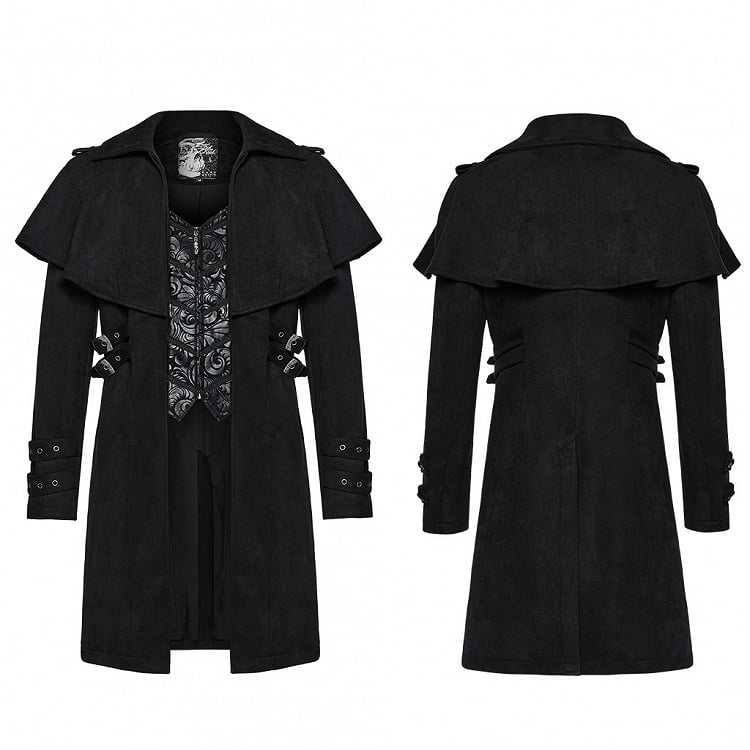 Men's Goth Black Jacket Style Cloak
