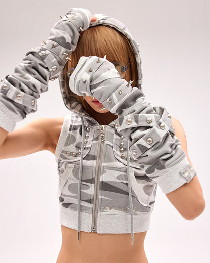 クロスストラップ スタッズグローブ ブラック/グレー/ピンク