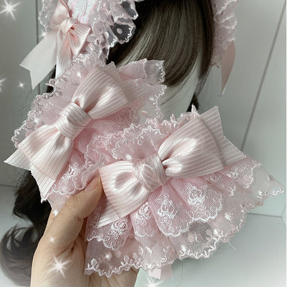 Sweet Wristcuffs Bowknot Lolita Trim 3 Color Lace Options Detail