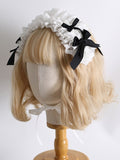 Haarband Lolita Maid Bowknot SchwarzWeiß Rüschen