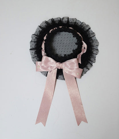 Black & Pink Satin Bowknot Mini Hat Hairclip - The Accessories' Story