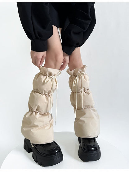and Mid-calf 3 Drawstring Design Leg Warm Elastic Winter with Warmers Colors