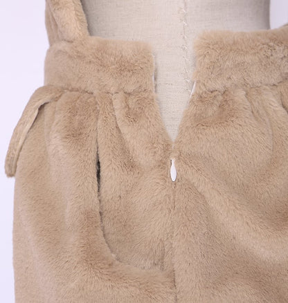 Kaffeefarbene, süße Teddybär-Kurzoverall-Shorts mit Schleifendetails