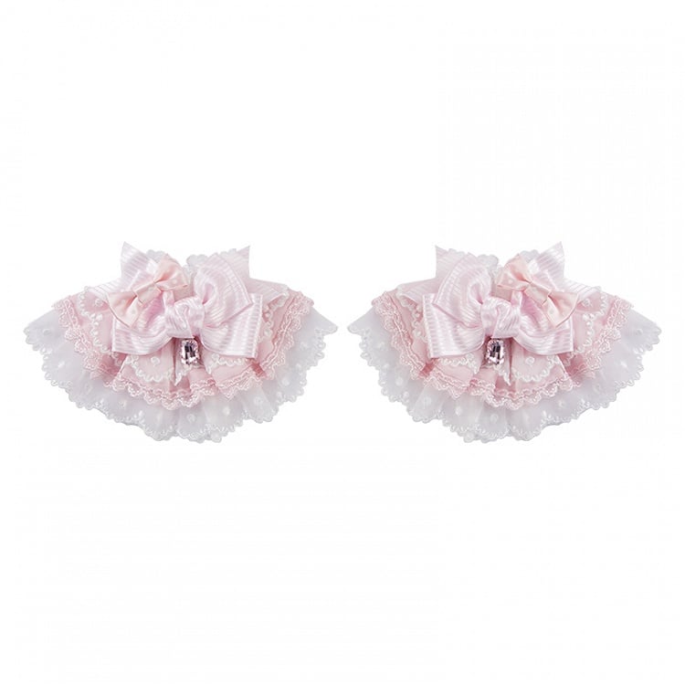 Rosa/weiße Handfesseln mit Schleife