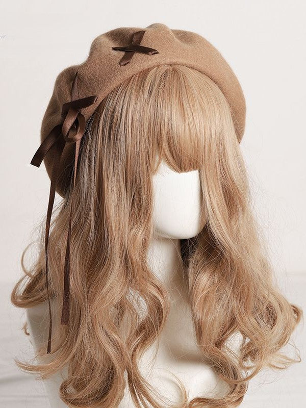Color 11 Options Crossed Beret Accents with Tassel and Adorned – Ribbon