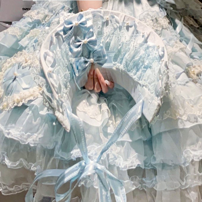 Lace Bonnet Bow Blue Lolita
