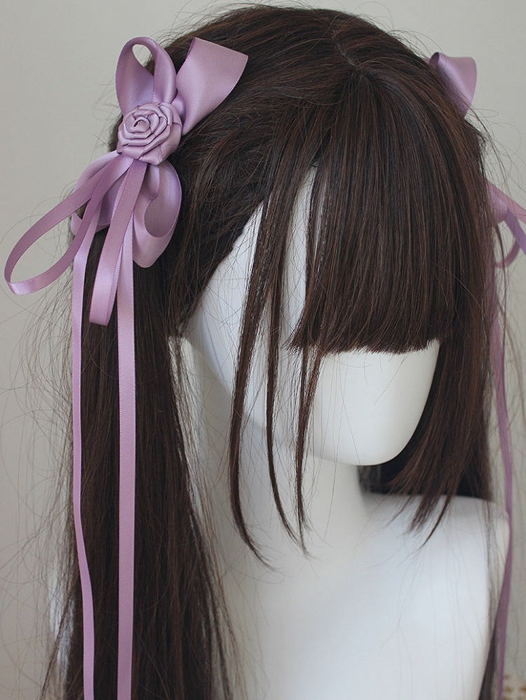 Bowknot Details Roses Design Hair Clips