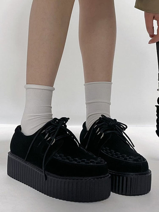 Closure Lace-up Harajuku Black Design Platforms