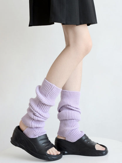 4 Colors Footed Knitted Leg Warmers