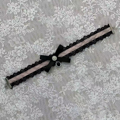 Black & Red / Black & Pink Lace Bow Choker - Ekomi