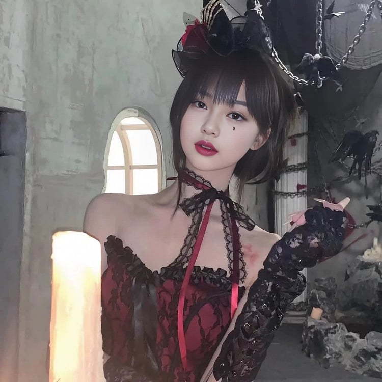 Choker Lace Bow Ribbon BlackRed