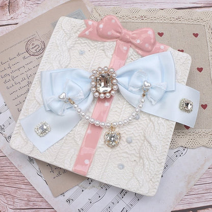 Bowknot Pearl Jirai 8 Rhinestone Color Chain Options Brooch Kei