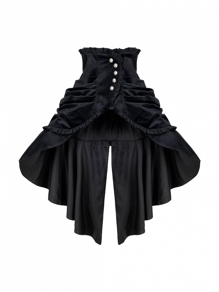 Gothic Ouji 5-Piece Ensemble: Poet Sleeve Shirt, Bloomers, Corset, Mini Hat & Bow Tie - With PUJI