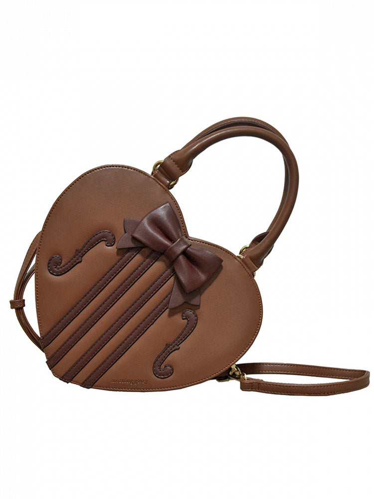 Heart-Shaped Lolita Crossbody Bag with Violin Theme in Three Colors - Morning Glory