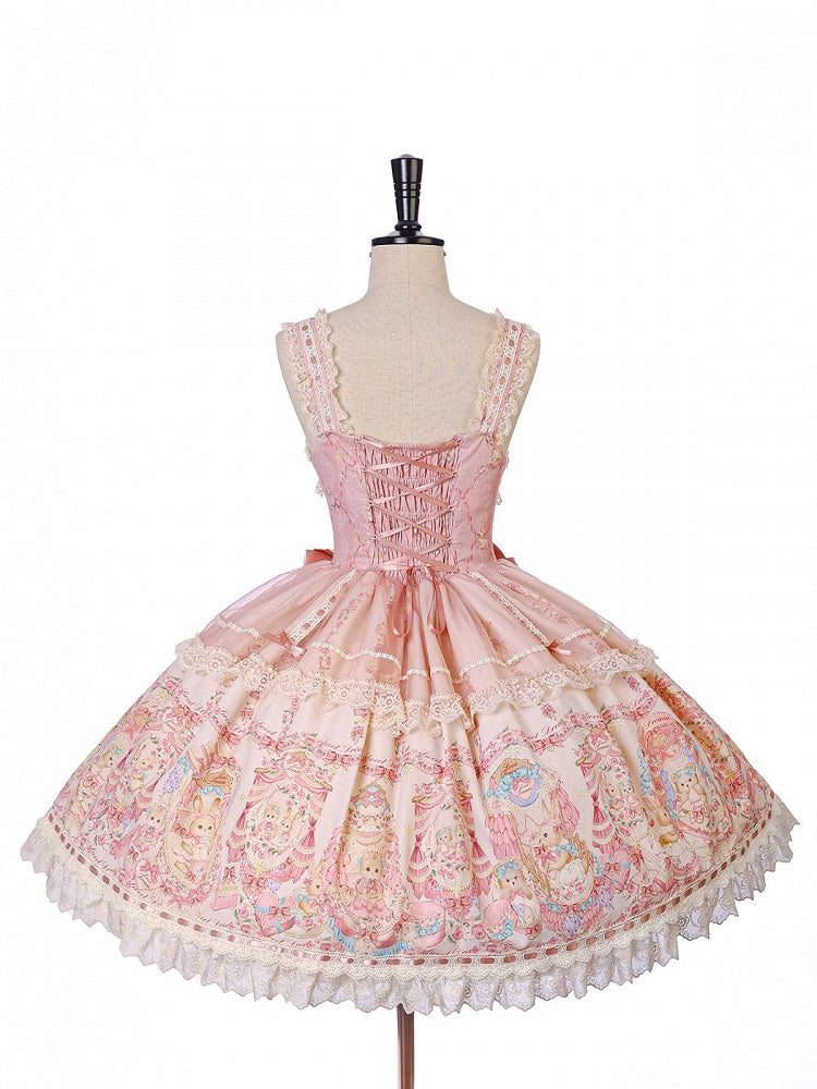 Doll Toy Bed Theme JSK Dress in Pretty Pink with Bow Accents - Alice Girl