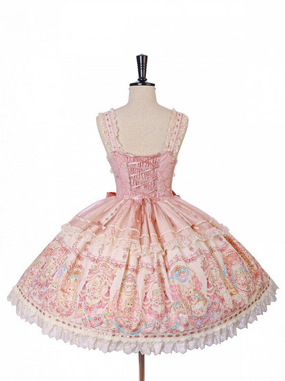Doll Toy Bed Theme JSK Dress in Pretty Pink with Bow Accents - Alice Girl