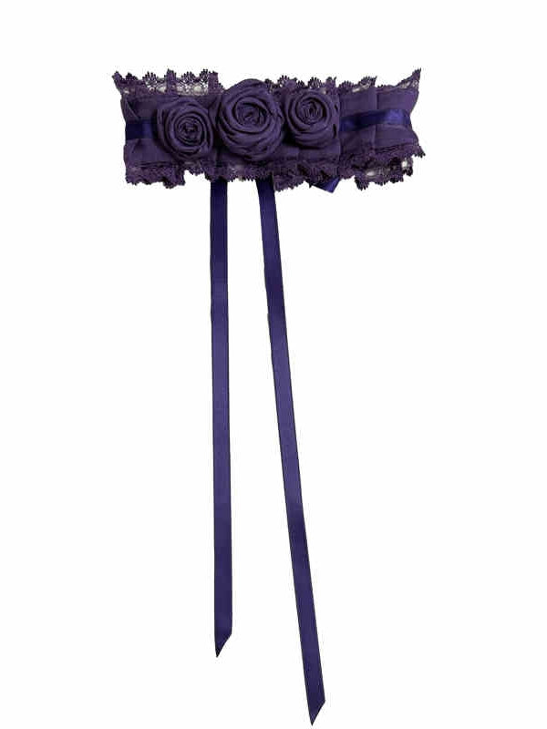 Choker Black Red Blue Dark / Purple Roses