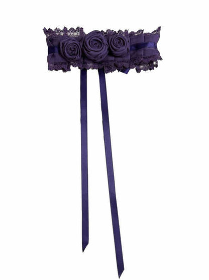 Choker Black Red Blue Dark / Purple Roses