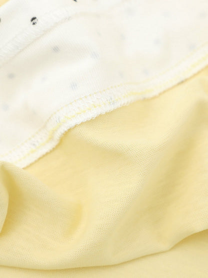 Yellow Polka Dot Fake Two-Piece Long Sleeve Top with Badge Accents - Languid Park