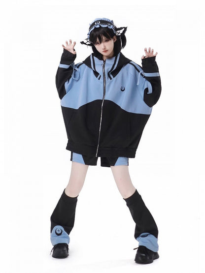 and Star Embroidery Black Warmers Blue Moon Leg