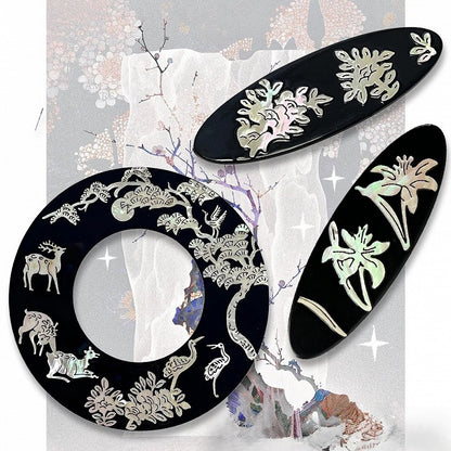 Style Black Floral Cheongsam Hairclip