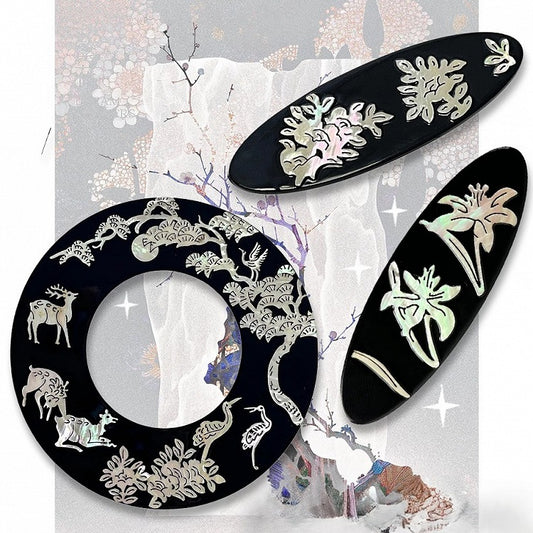 Style Black Floral Cheongsam Hairclip