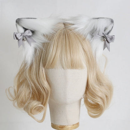 Faux Bows Bell-Decorated Kitty 7 KC Ear Colors with Fur Detachable