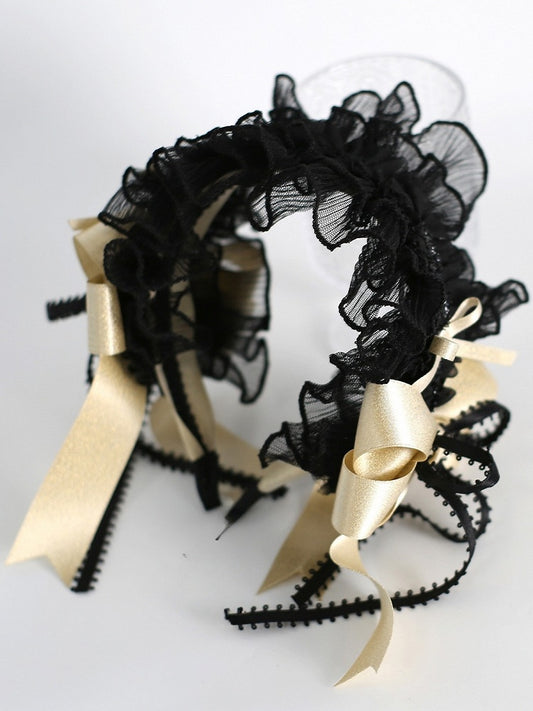 KC Bowknot Lolita Sweet BlackGold Ruffled Details