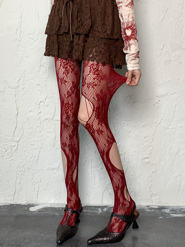 Y2K Color Options Hollow-out Design Cut-out 4 Details Tights