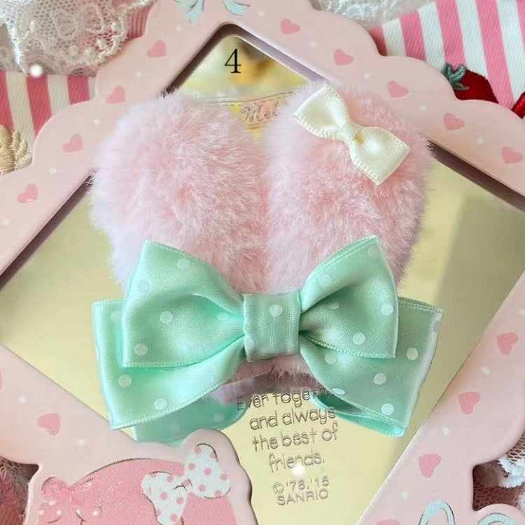 Ears Bowknot Bunny 13 Options Polka-dot Hairclip Decorated Pattern