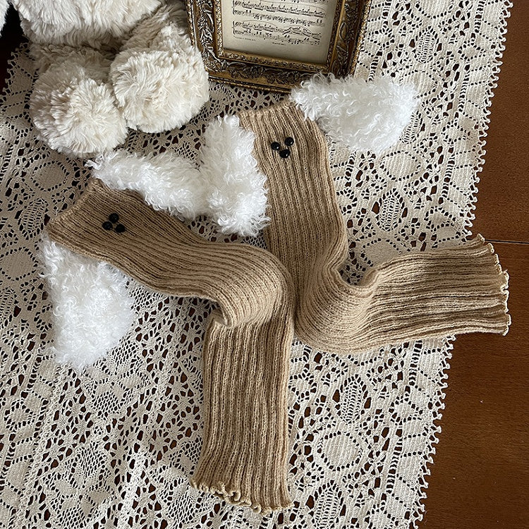 Leg Design Brown White and Warmers Plush Puppy Big-Eared