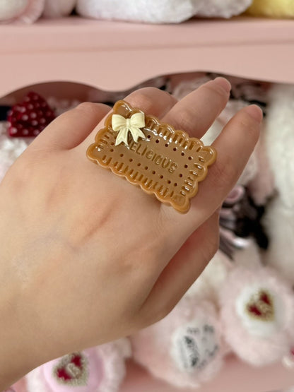 蝶結びチョコレートホワイト/ブラウン装飾リング