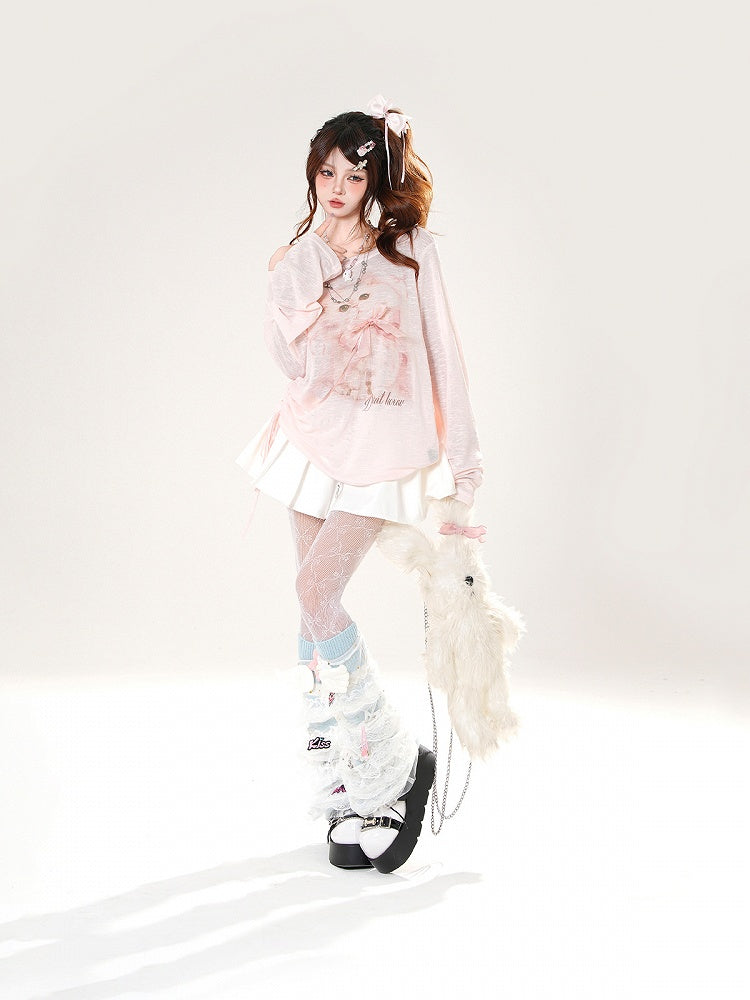 白と青のダブルゴムウエストバンドミニスカート