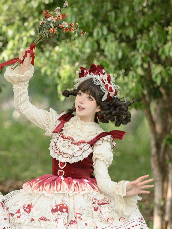 Mushroom Heart Hairband with Lolita Charm - Honey Machine
