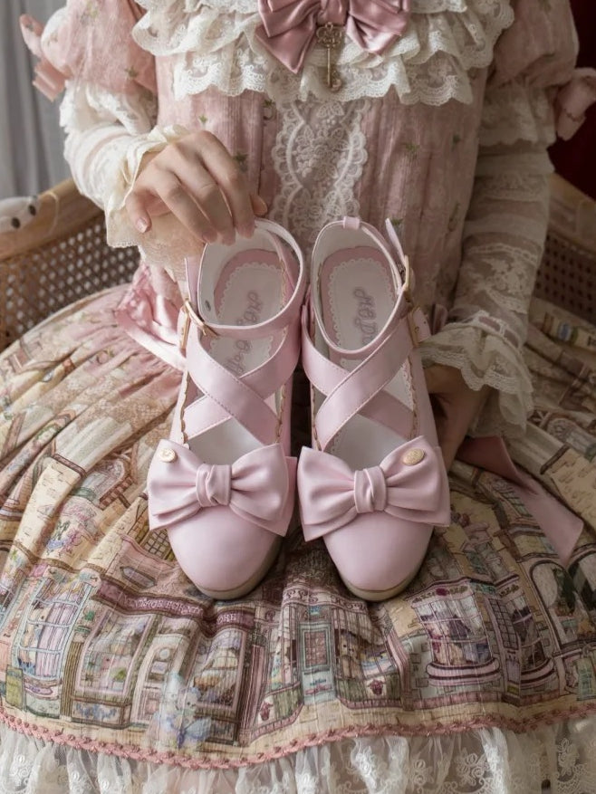 with Leather PU Sweet Pink Platforms Lolita