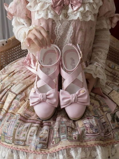 with Leather PU Sweet Pink Platforms Lolita